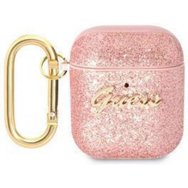 Guess Glitter Flakes Silicone Case Pink (Apple AirPods / Apple AirPods 2)